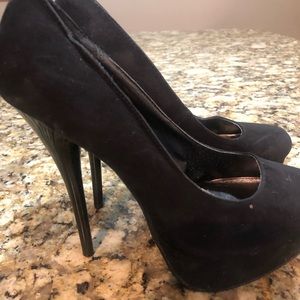 Black suede heels